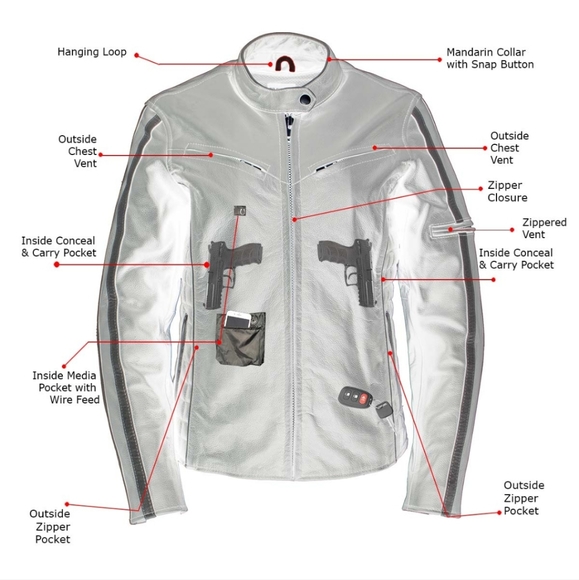 Xelement Women’s Black with Silver Multi Vented Leather Motorcycle Jacket - Picture 2 of 16